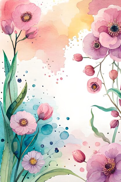 Hand Drawn Floral Wedding invitation card template