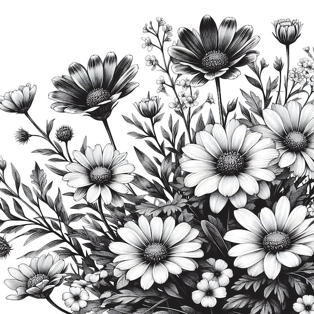 Hand Drawn Flower Vector Illustration Outline