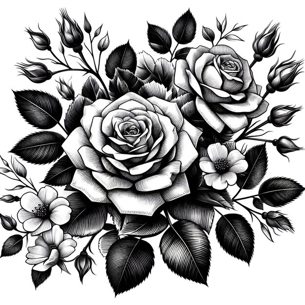 Hand Drawn Flower Vector Illustration Outline