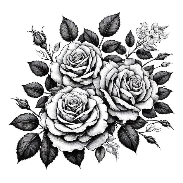 Hand Drawn Flower Vector Illustration Outline