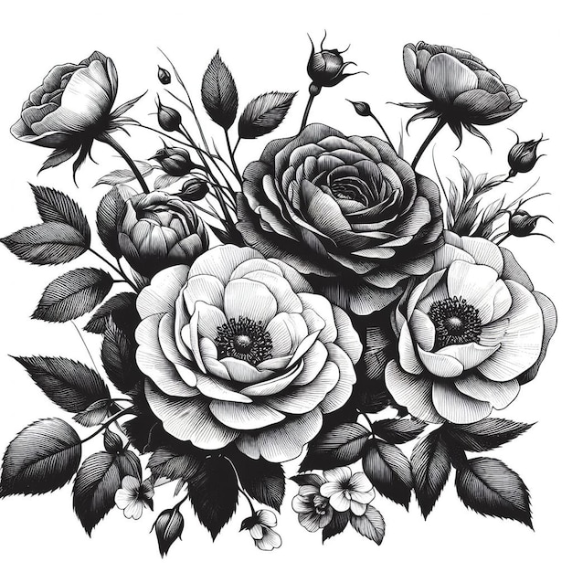 Photo hand drawn flower vector illustration outline