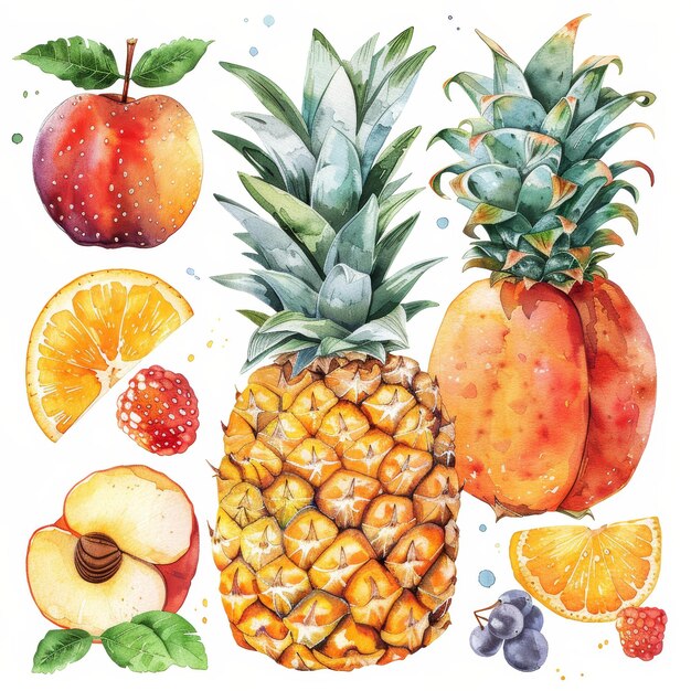 Hand drawn fruit art illustration