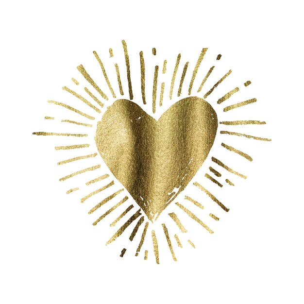 Photo hand drawn gold grunge love heart