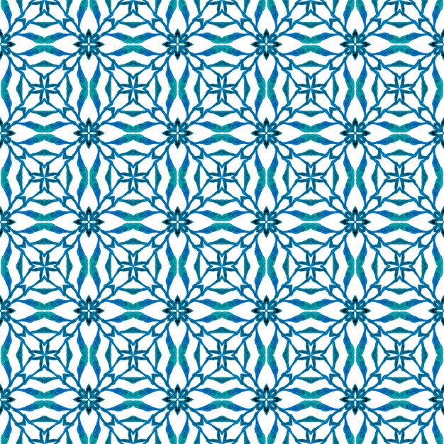 Фото Ручной обращается зеленая мозаика бесшовные границы. синий смелый летний дизайн в стиле бохо-шик. мозаика бесшовные модели. готовый текстиль с приятным принтом, ткань для купальников, обои, упаковка.