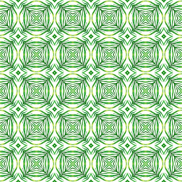 Photo hand drawn green mosaic seamless border. green brilliant boho chic summer design. textile ready nice print, swimwear fabric, wallpaper, wrapping. mosaic seamless pattern.