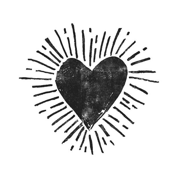 Hand drawn grunge love heart