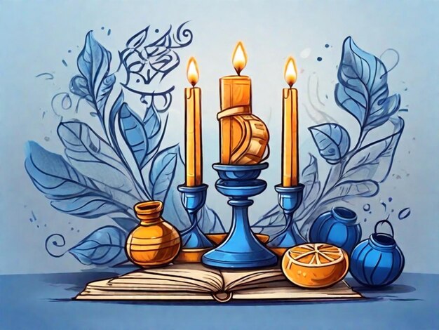 Hand drawn hanukkah concept