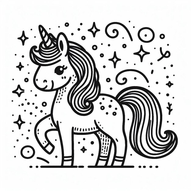 Hand drawn horse outline illustration