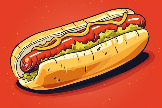 Photo hand drawn hotdog