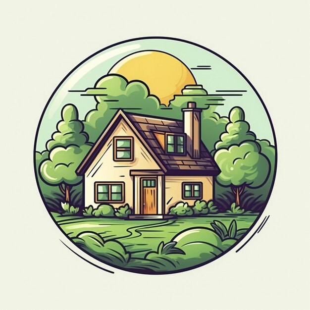 Photo hand drawn house logo