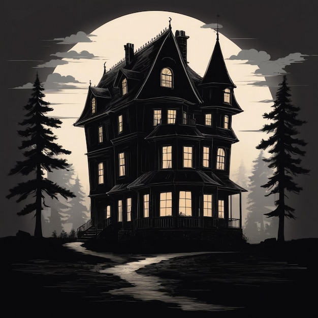 Hand drawn house silhouette AI generated