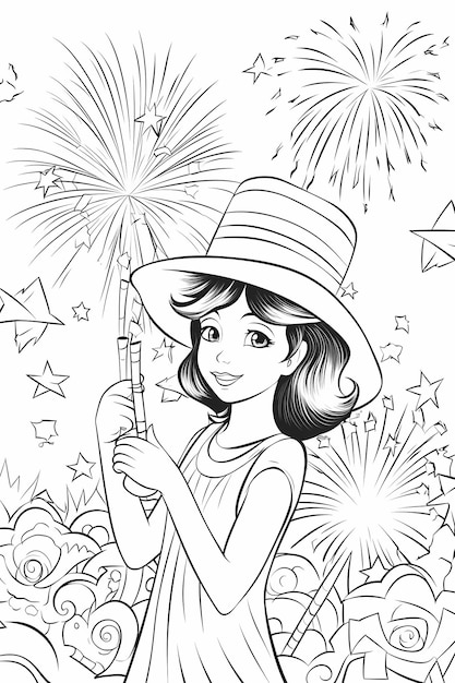 Foto illustrazione disegnata a mano per la celebrazione americana del 4 luglio