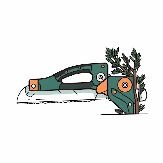 Photo a hand drawn illustration of a handmade handmade chainsaw.