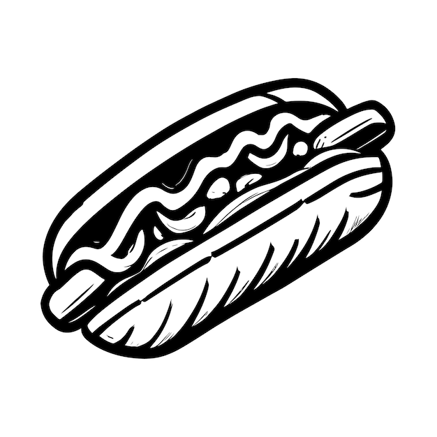 Photo hand drawn illustration of hot dog