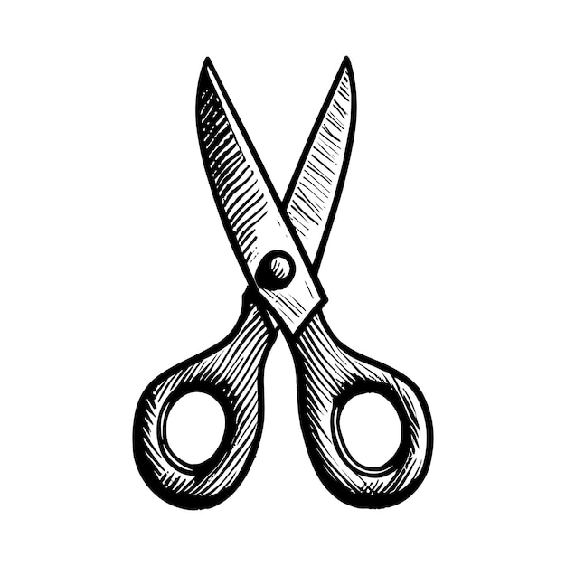 Photo hand drawn illustration of scissor