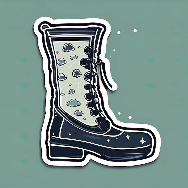 hand drawn illustration of a white sticker with a black boots vector illustrationsticker cartoon d