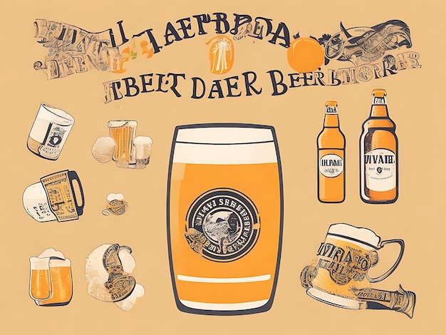 Photo hand drawn international beer day background generated by ai