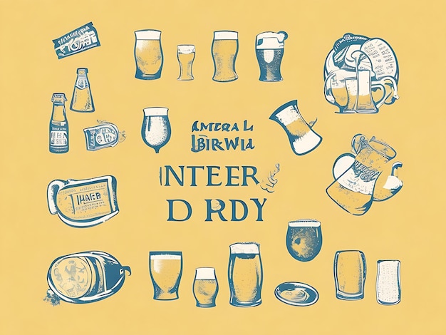 Hand drawn international beer day background generated by AI