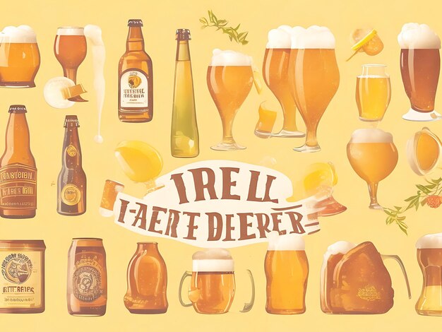 Photo hand drawn international beer day background generated by ai