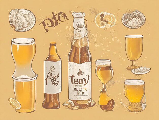 Foto illustrazione disegnata a mano della giornata internazionale della birra generata dall'ai