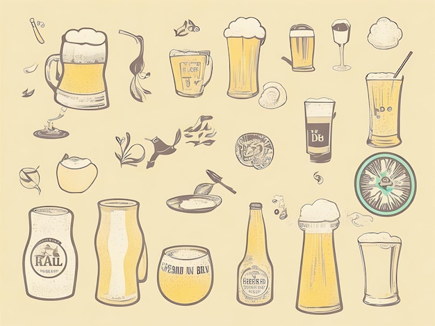 Foto illustrazione disegnata a mano della giornata internazionale della birra generata dall'ai