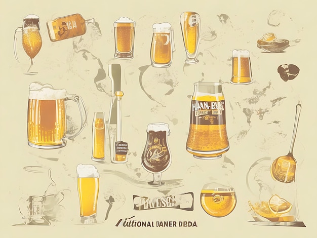 Foto illustrazione disegnata a mano della giornata internazionale della birra generata dall'ai