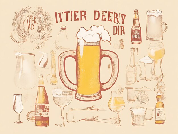 Hand drawn international beer day illustration generated by AI