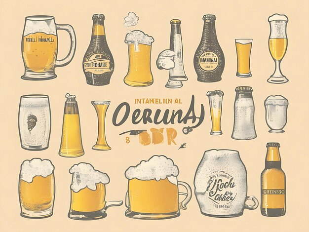 Photo hand drawn international beer day illustration generated by ai