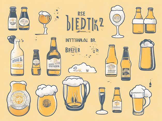 Hand drawn international beer day illustration generated by AI