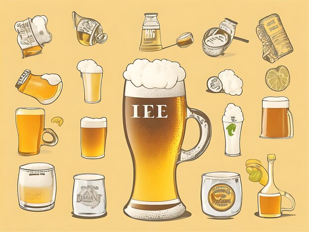 AIによって生成された国際ビールデーの手描きイラスト