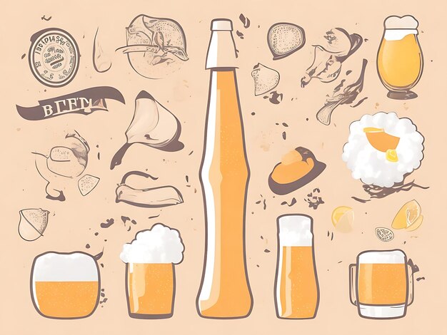 Hand drawn international beer day illustration generated by ai