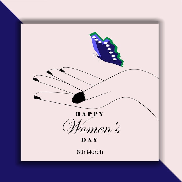 Hand drawn International Women s Day post template International women day