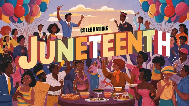 Photo hand drawn juneteenth celebration illustration