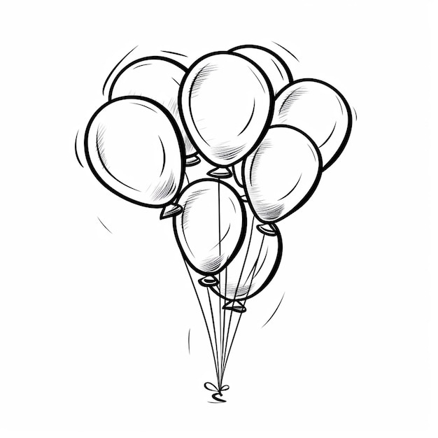 Фото Ручно нарисованные воздушные шары kawaii для детей, вечеринка дня рождения, раскраска для детей