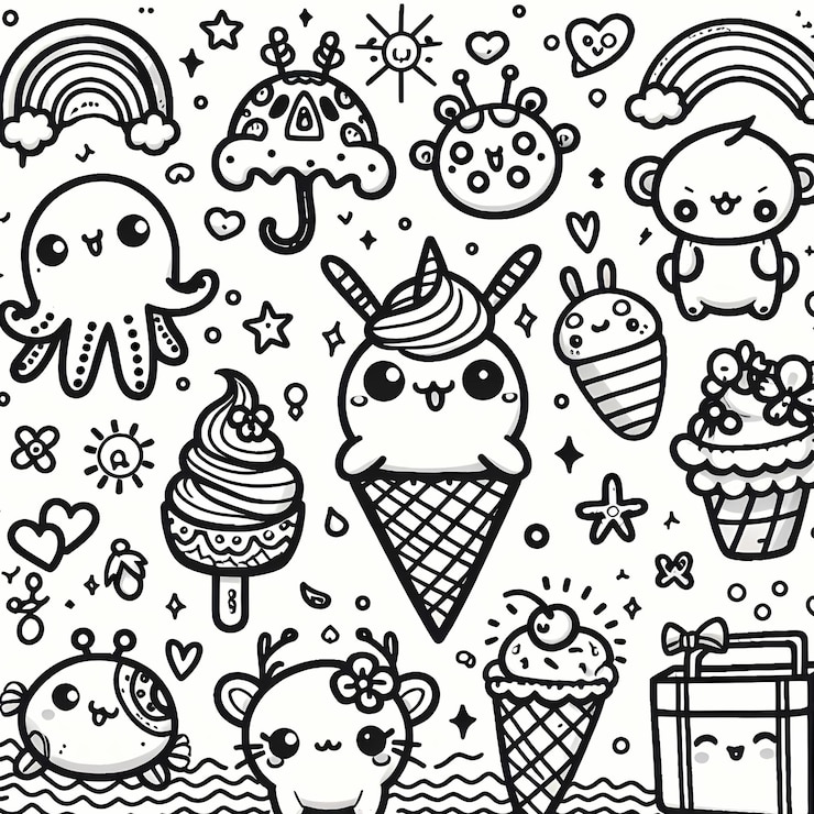 Photo 手描きのカワイイカラーリングブックイラスト