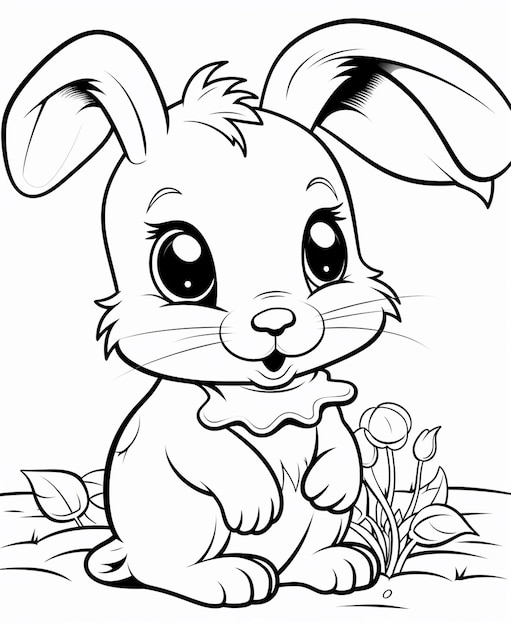 Photo hand drawn kawaii outline illustration coloring book page for kids