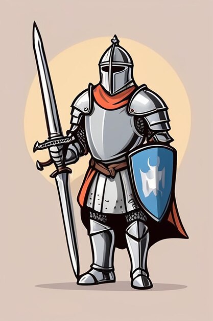 Hand Drawn Knight Cartoon Illustration