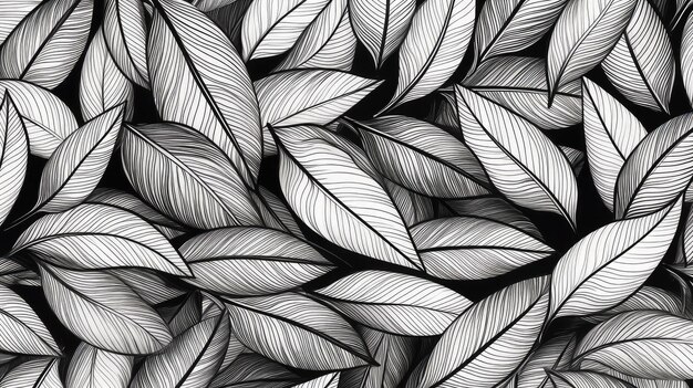 Hand drawn leaves pattern background AI generated Image