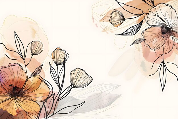 Photo hand drawn lily flowers on watercolor background