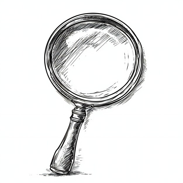 Photo hand drawn magnifying glass