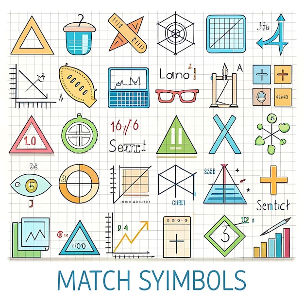 Photo hand drawn math symbols icon in flat style for mathematical design projects math icon