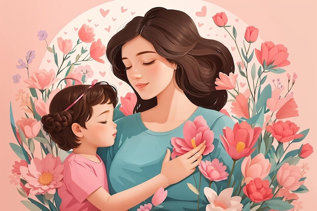 Hand drawn mothers day illustration