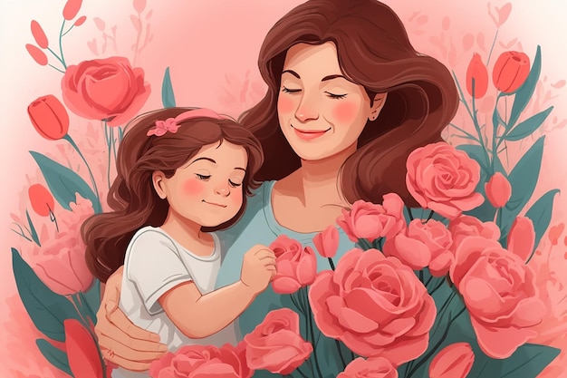 Hand drawn mothers day illustration