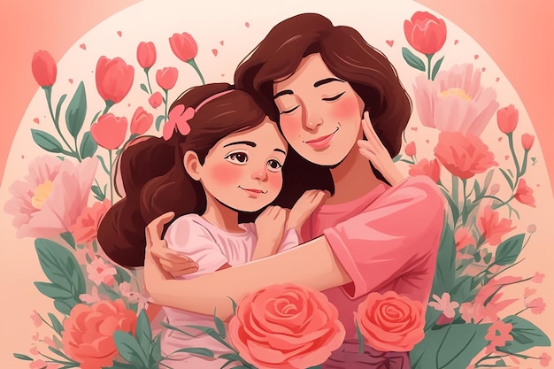 Hand drawn mothers day illustration