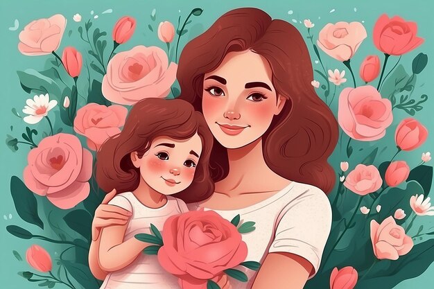 Hand drawn mothers day illustration