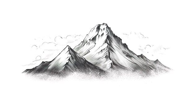 Hand drawn mountain in sketch style isolated on white background vector illustration