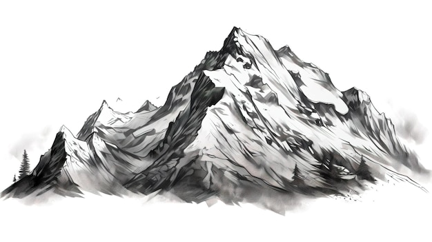 Hand drawn mountain in sketch style isolated on white background vector illustration