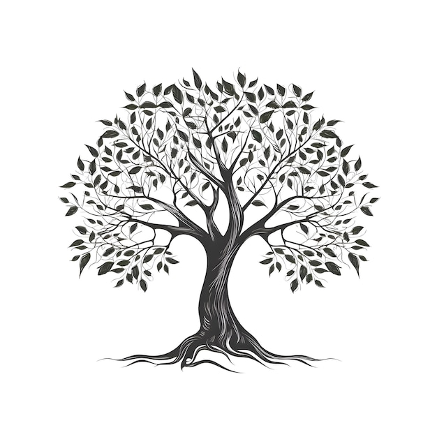 Photo hand drawn olive tree isolated on white background vector illustration