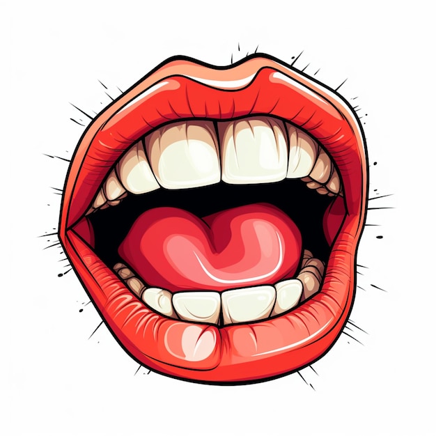 hand drawn open mouth cartoo png white background