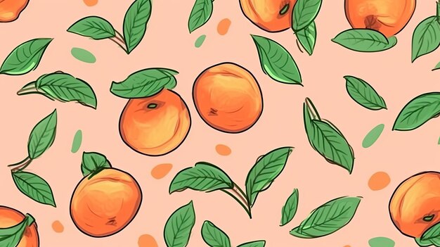 Hand drawn peach patterned background